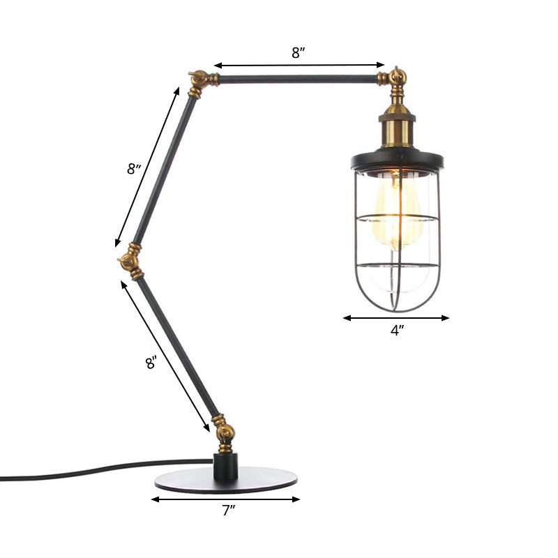 Nautical Style 1 Light Metal Table Lamp In Adjustable Black/Brass Finish - Ideal For Restaurants