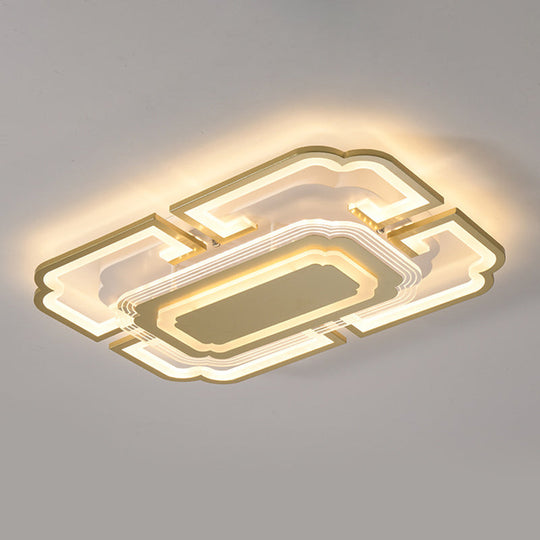 Minimalist Geometric Flush Mount Light - Modern Acrylic Spotlight For Living Room Gold / 27.5 White