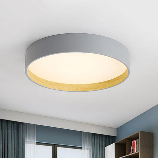 Metallic Modern Drum Flush Mount Ceiling Light Fixture