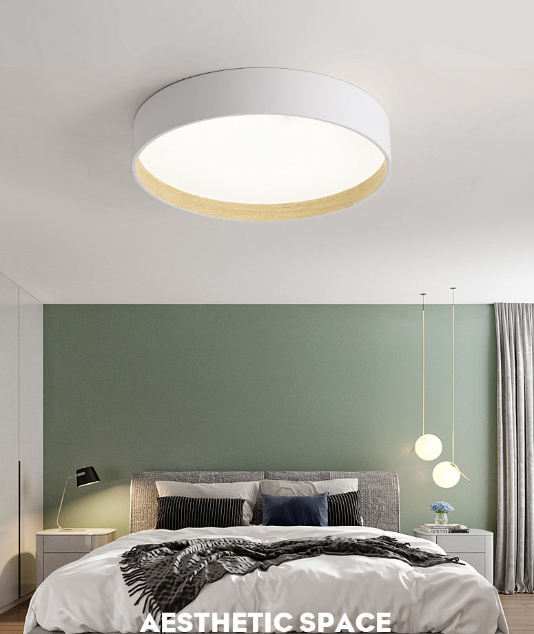 Metallic Modern Drum Flush Mount Ceiling Light Fixture