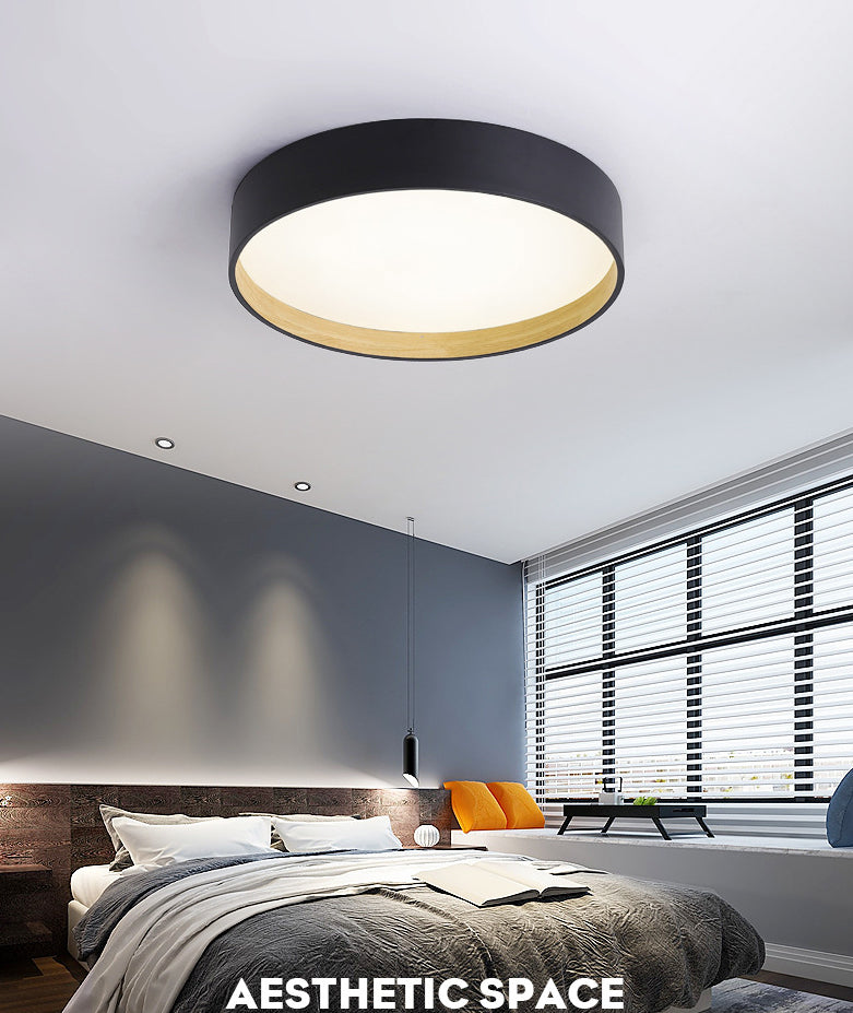 Metallic Modern Drum Flush Mount Ceiling Light Fixture