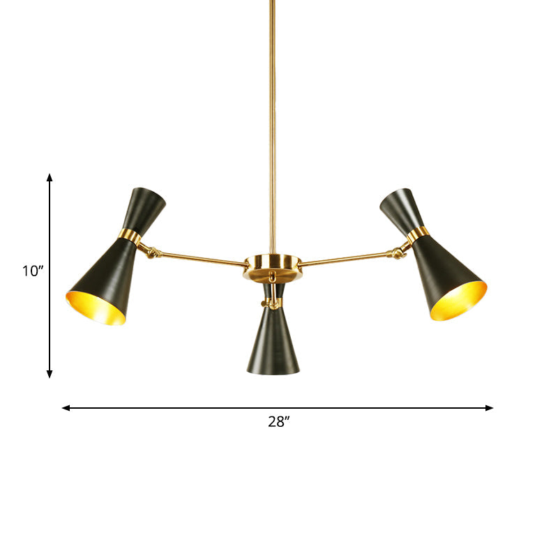 Modern Flared Iron Chandelier Pendant Light In Sleek Black For Living Room - 3/6/8 Lights Ceiling