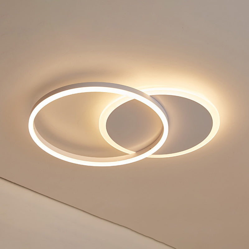 Contemporary Circle Flush Mount Ceiling Light For Living Room 2 / White