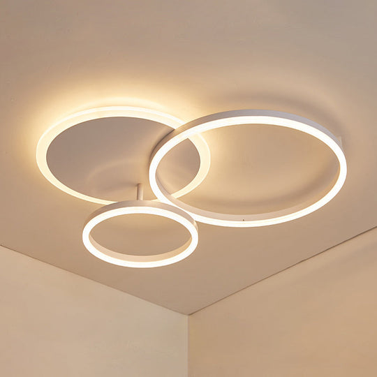 Contemporary Circle Flush Mount Ceiling Light For Living Room 3 / White Warm