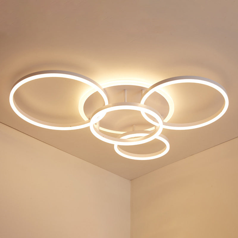 Contemporary Circle Flush Mount Ceiling Light For Living Room 5 / White