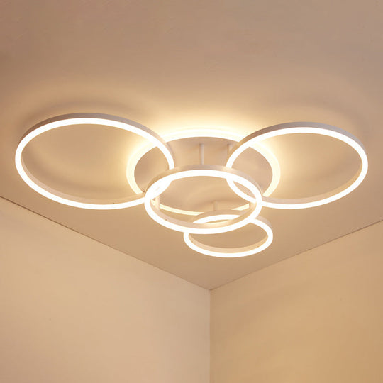 Contemporary Circle Flush Mount Ceiling Light For Living Room 5 / White