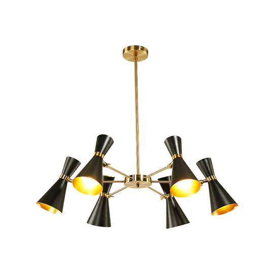 Modern Flared Iron Chandelier Pendant with Adjustable Lights - Black Ceiling Light for Living Room