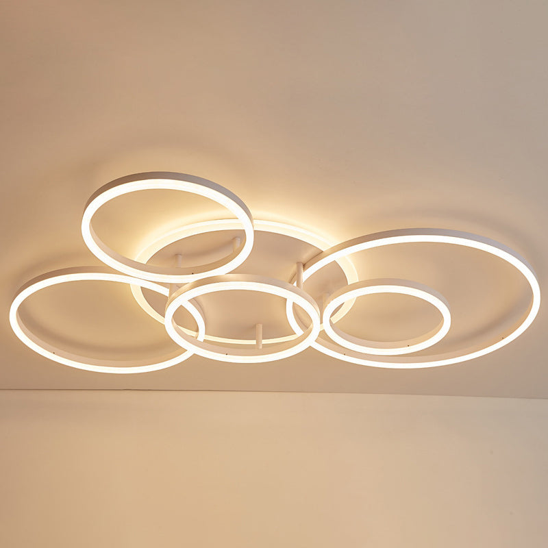 Contemporary Circle Flush Mount Ceiling Light For Living Room 6 / White