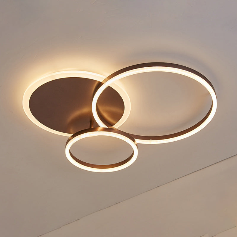 Contemporary Circle Flush Mount Ceiling Light For Living Room 3 / Coffee Warm