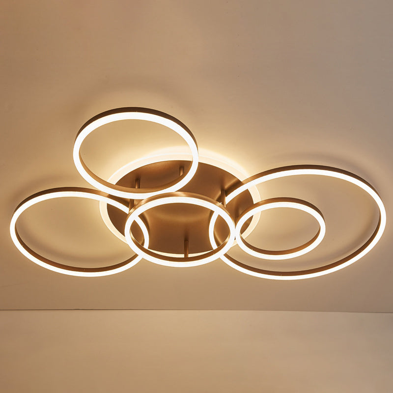 Contemporary Circle Flush Mount Ceiling Light For Living Room 6 / Coffee Warm