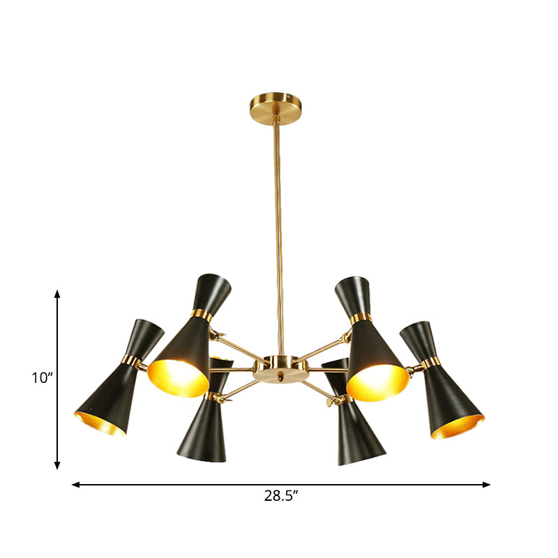 Modern Flared Iron Chandelier Pendant with Adjustable Lights - Black Ceiling Light for Living Room