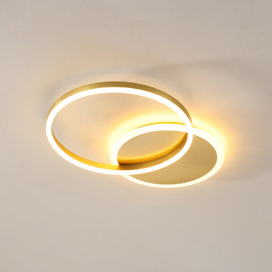 Contemporary Circle Flush Mount Ceiling Light For Living Room 2 / Gold Warm