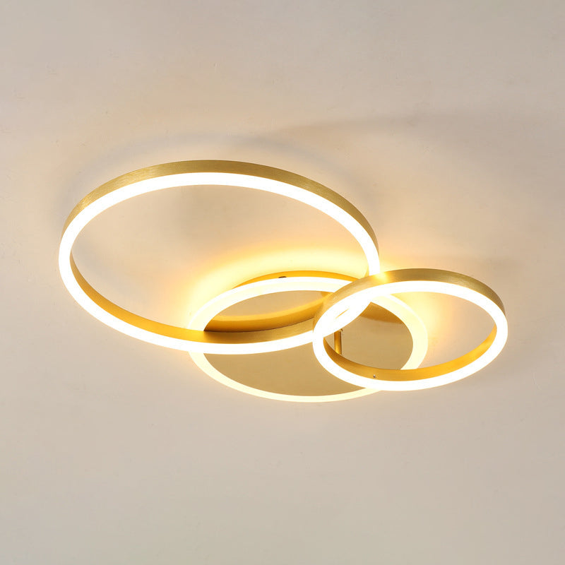 Contemporary Circle Flush Mount Ceiling Light For Living Room 3 / Gold White