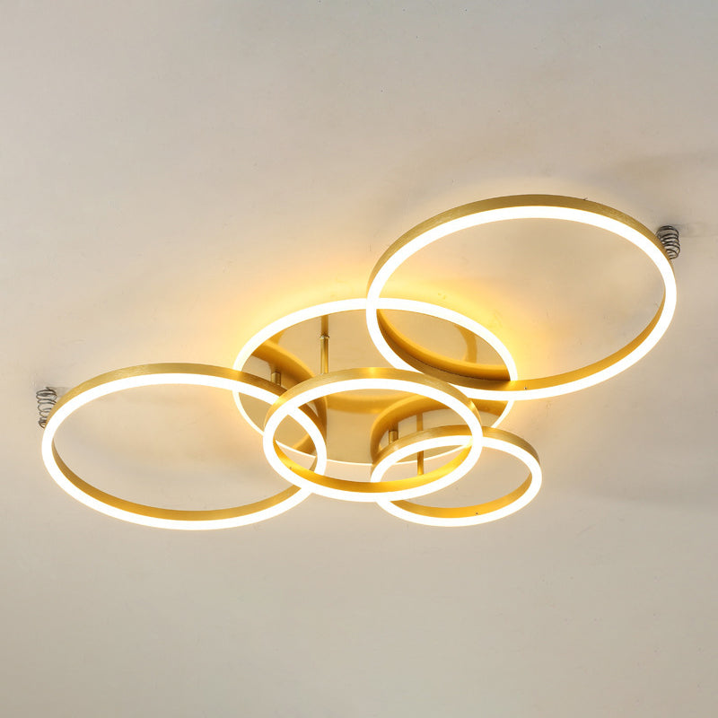 Contemporary Circle Flush Mount Ceiling Light For Living Room 5 / Gold White