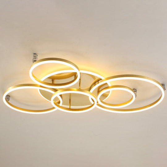 Contemporary Circle Flush Mount Ceiling Light For Living Room 6 / Gold Warm