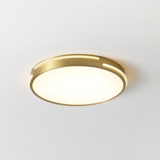 Contemporary Round Flush Mount Ceiling Light Fixture - Acrylic Ideal For Living Room Brass / 12 Warm