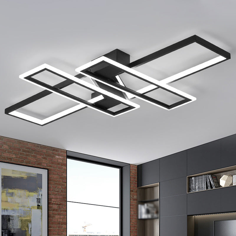 Contemporary Traverse Semi Flush Mount Metal Ceiling Light For Living Room