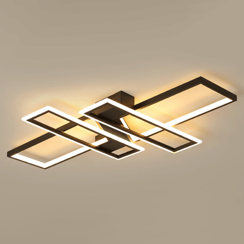 Contemporary Traverse Semi Flush Mount Metal Ceiling Light For Living Room