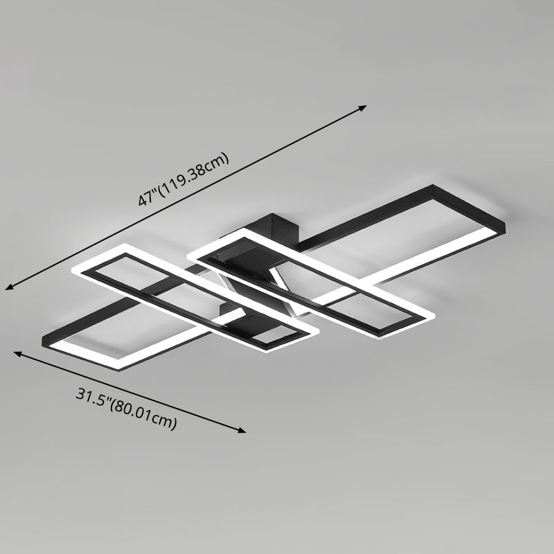 Contemporary Traverse Semi Flush Mount Metal Ceiling Light For Living Room