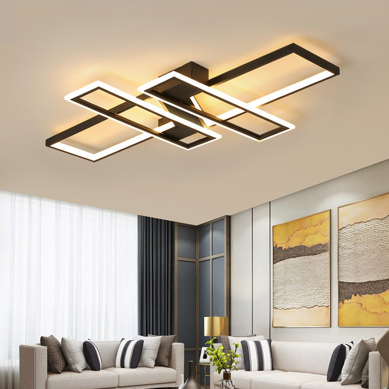 Contemporary Traverse Semi Flush Mount Metal Ceiling Light For Living Room