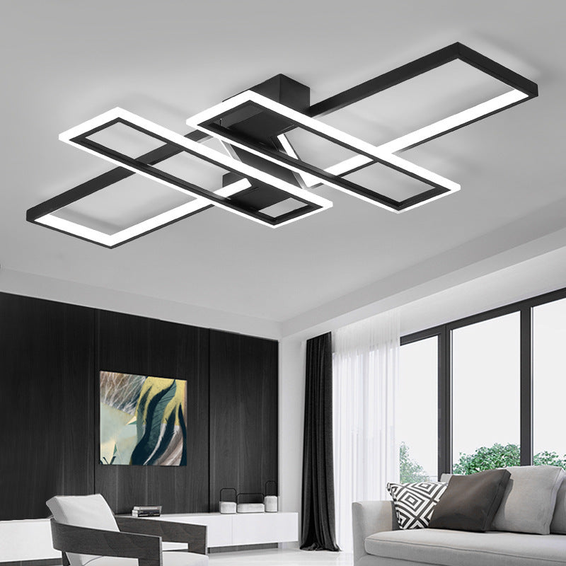 Contemporary Traverse Semi Flush Mount Metal Ceiling Light For Living Room