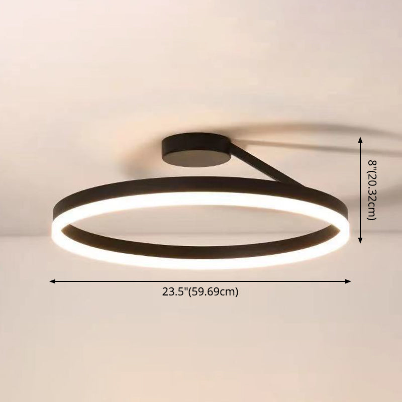 Contemporary Metal Ceiling Light Fixtures For Bedroom - Circular Semi Flush Mount Lighting