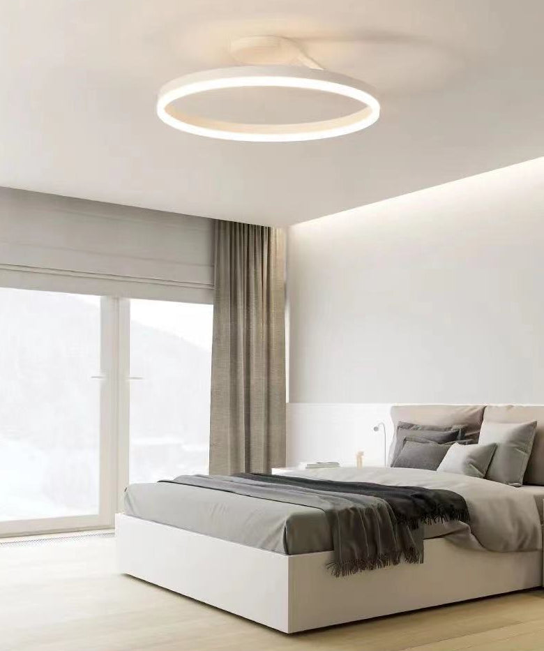 Contemporary Metal Ceiling Light Fixtures For Bedroom - Circular Semi Flush Mount Lighting