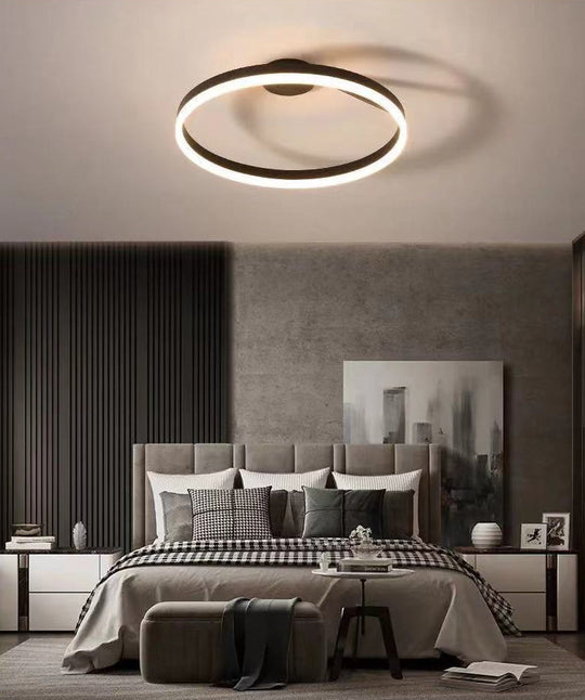 Contemporary Metal Ceiling Light Fixtures For Bedroom - Circular Semi Flush Mount Lighting