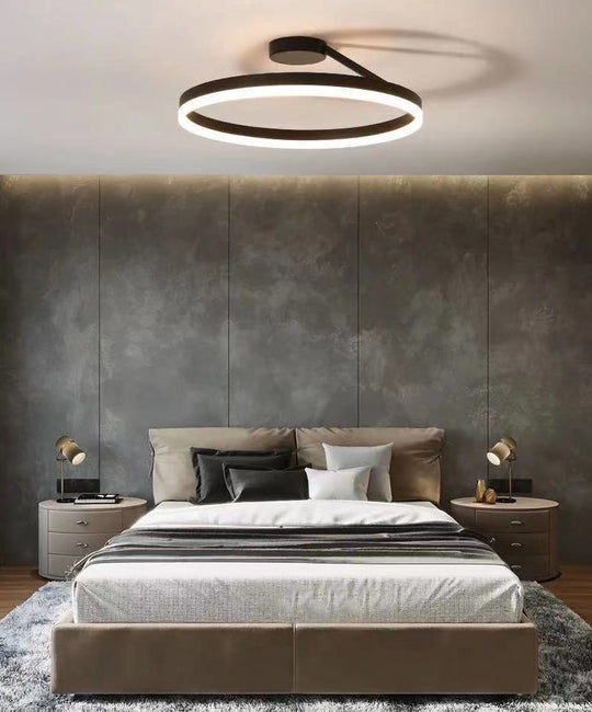 Contemporary Metal Ceiling Light Fixtures For Bedroom - Circular Semi Flush Mount Lighting