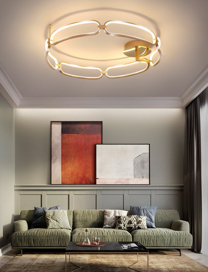 Contemporary Acrylic Ceiling Mount Chandelier - Sphere Semi Flush Lights For Living Room