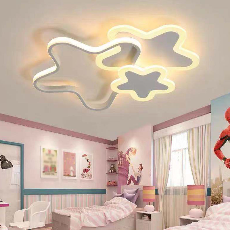 Cartoon Star Flush Mount Ceiling Light For Girls Bedroom