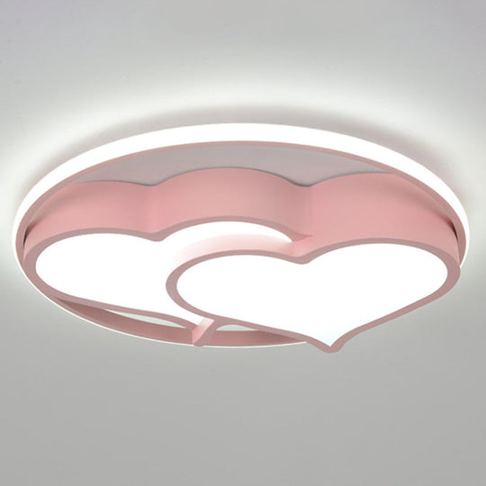 Kids Heart Flush Mount Ceiling Light For Bedroom - 1 Metal