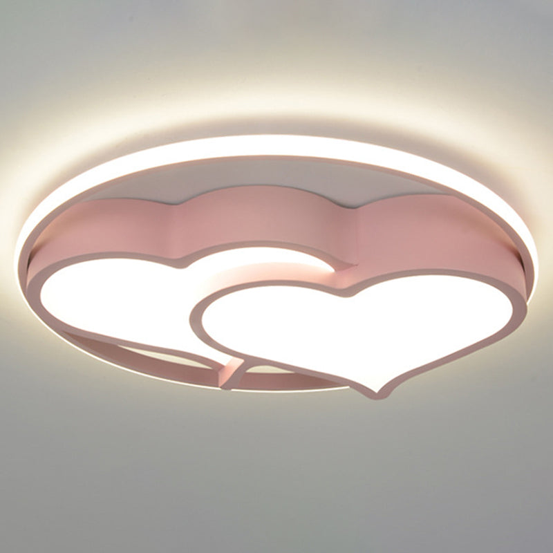 Kids Heart Flush Mount Ceiling Light For Bedroom - 1 Metal