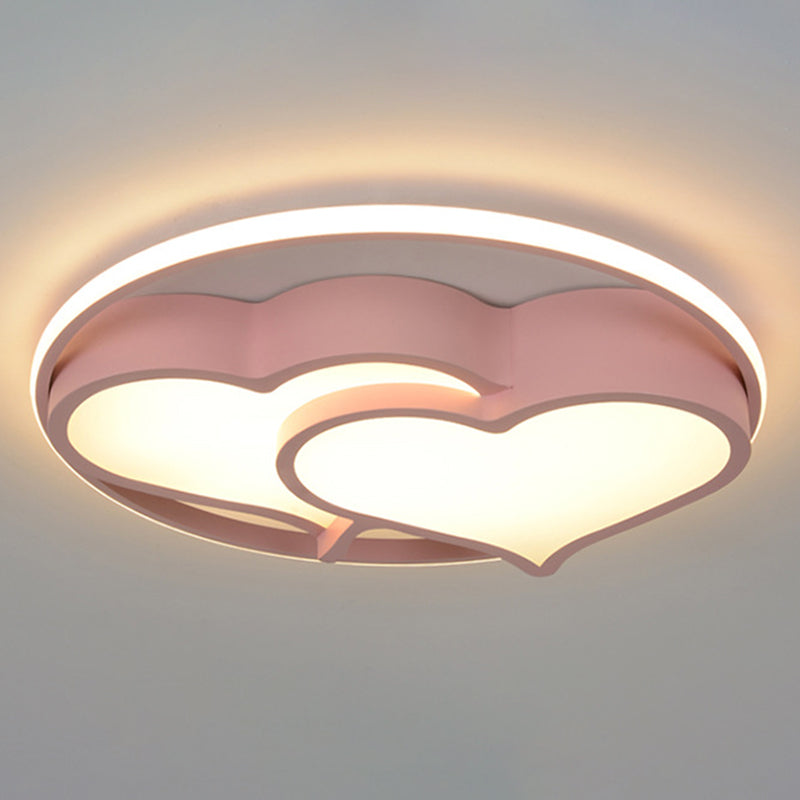 Kids Heart Flush Mount Ceiling Light For Bedroom - 1 Metal