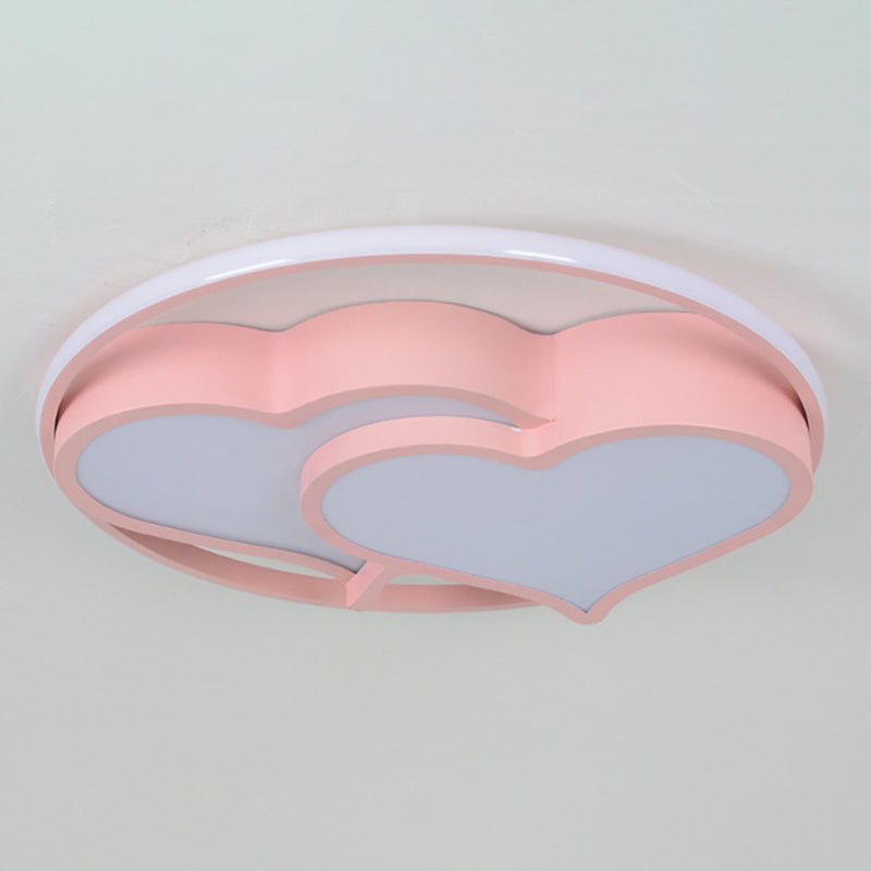 Kids Heart Flush Mount Ceiling Light For Bedroom - 1 Metal