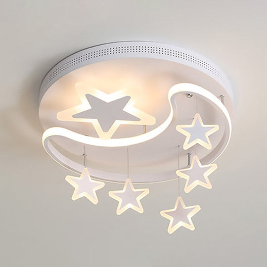 Creative Moon And Star Acrylic Flush Ceiling Light Fixture - 1 Flush-Mount