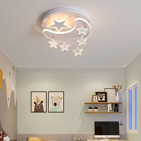 Creative Moon And Star Acrylic Flush Ceiling Light Fixture - 1 Flush-Mount