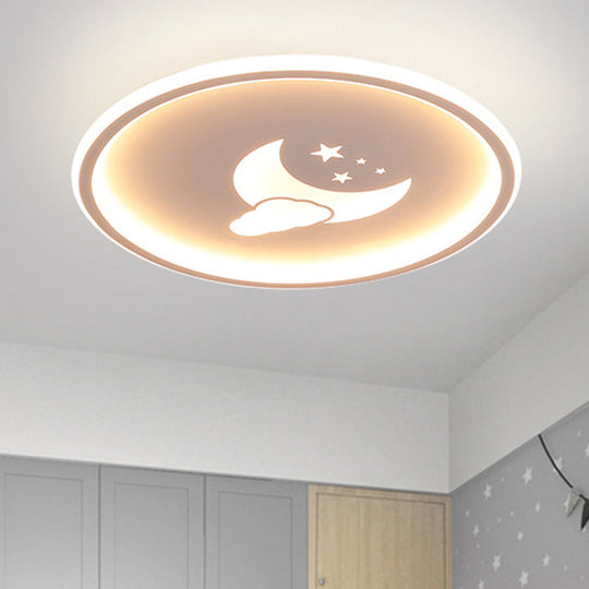 Moon And Star Flush Mount Ceiling Light For Modern Bedrooms