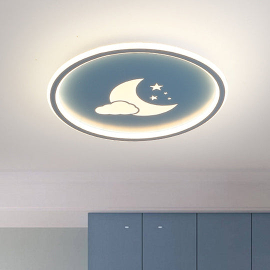 Moon And Star Flush Mount Ceiling Light For Modern Bedrooms