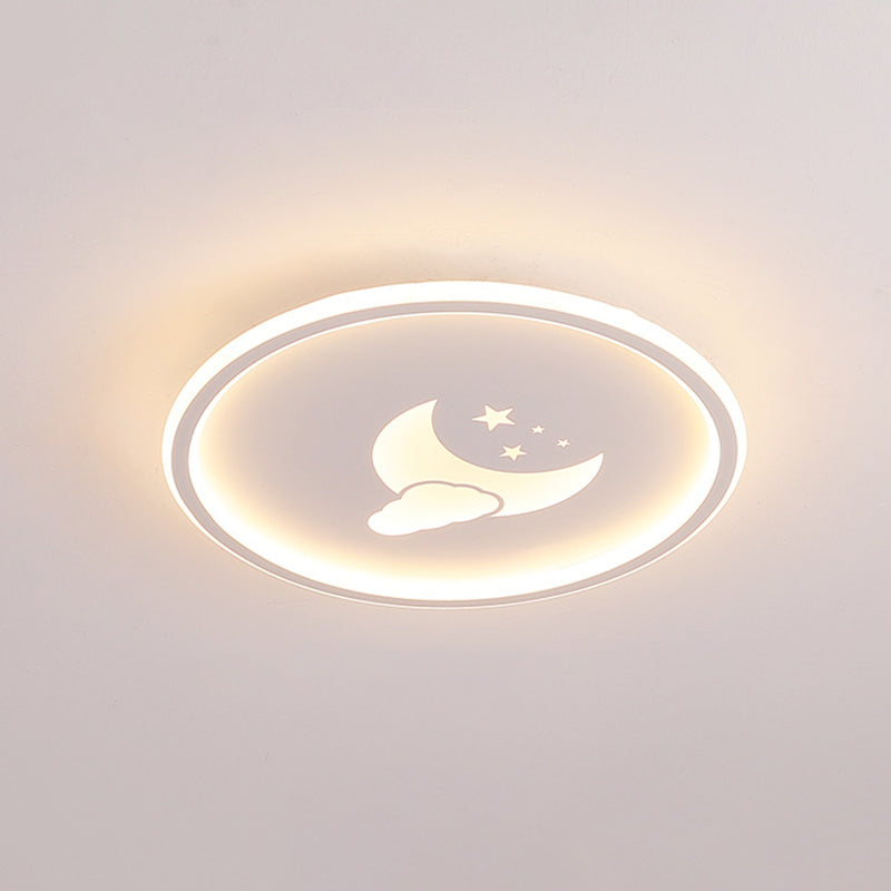 Moon And Star Flush Mount Ceiling Light For Modern Bedrooms White / 16 Natural