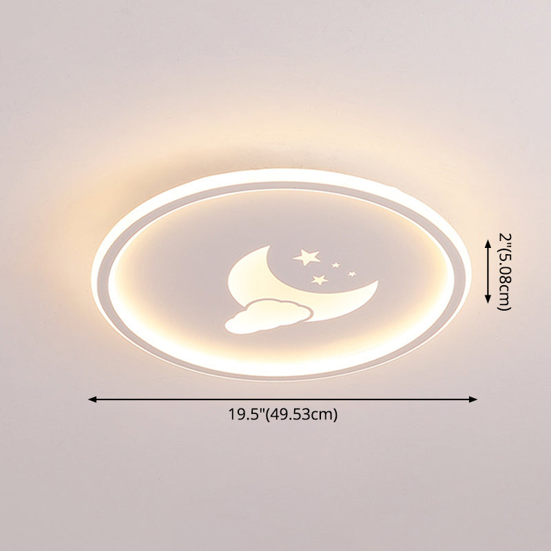 Moon And Star Flush Mount Ceiling Light For Modern Bedrooms