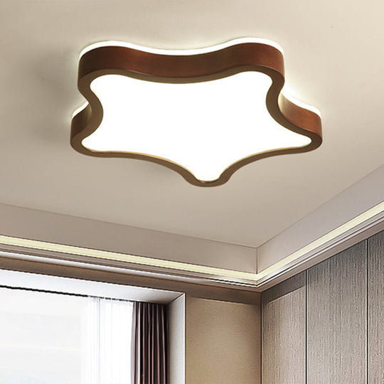 Wooden Nordic Flush Mount Spotlight For Childrens Bedroom - Star Light