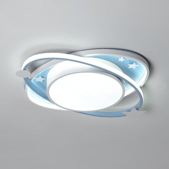 Contemporary Acrylic Flush Mount Ceiling Light For Bedroom - Planet Blue / 18