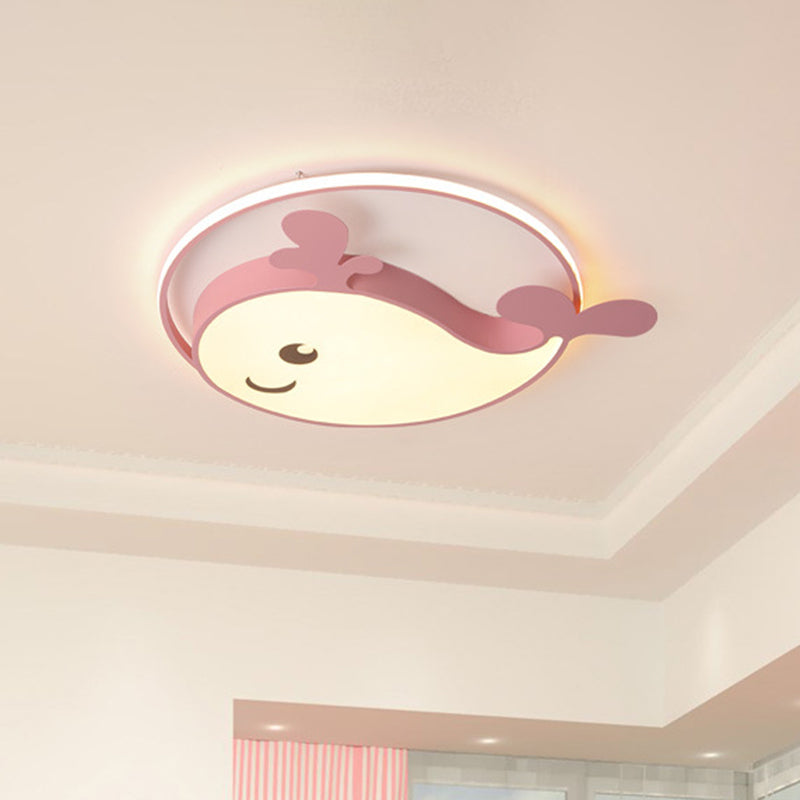 Kids Acrylic Whale Flush Mount Ceiling Light For Bedroom