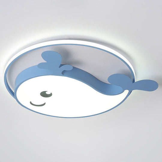 Kids Acrylic Whale Flush Mount Ceiling Light For Bedroom