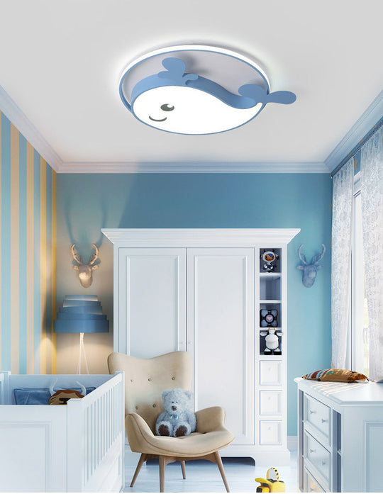 Kids Acrylic Whale Flush Mount Ceiling Light For Bedroom