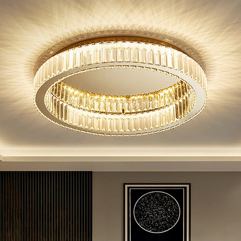 Modern Crystal Chandelier Flush Mount Ceiling Light For Living Room