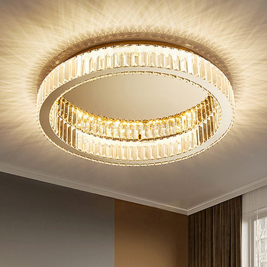 Modern Crystal Chandelier Flush Mount Ceiling Light For Living Room