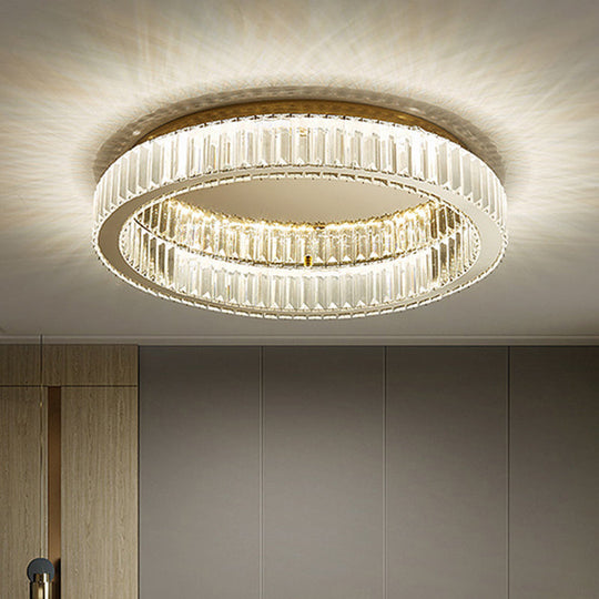 Modern Crystal Chandelier Flush Mount Ceiling Light For Living Room