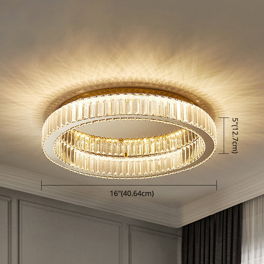 Modern Crystal Chandelier Flush Mount Ceiling Light For Living Room